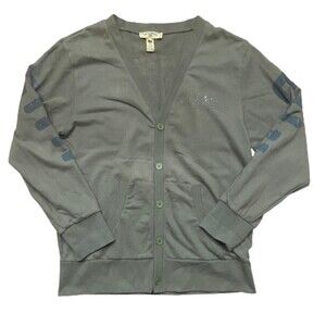 Ed Hardy Crouching Panther Studded Army Green Cardigan Sweater Men's 2XL